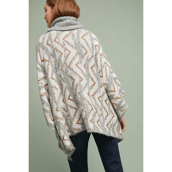 New Anthropologie Chevron Turtleneck Poncho by Sita Murt Retail $283 One Size OS - Picture 3 of 5